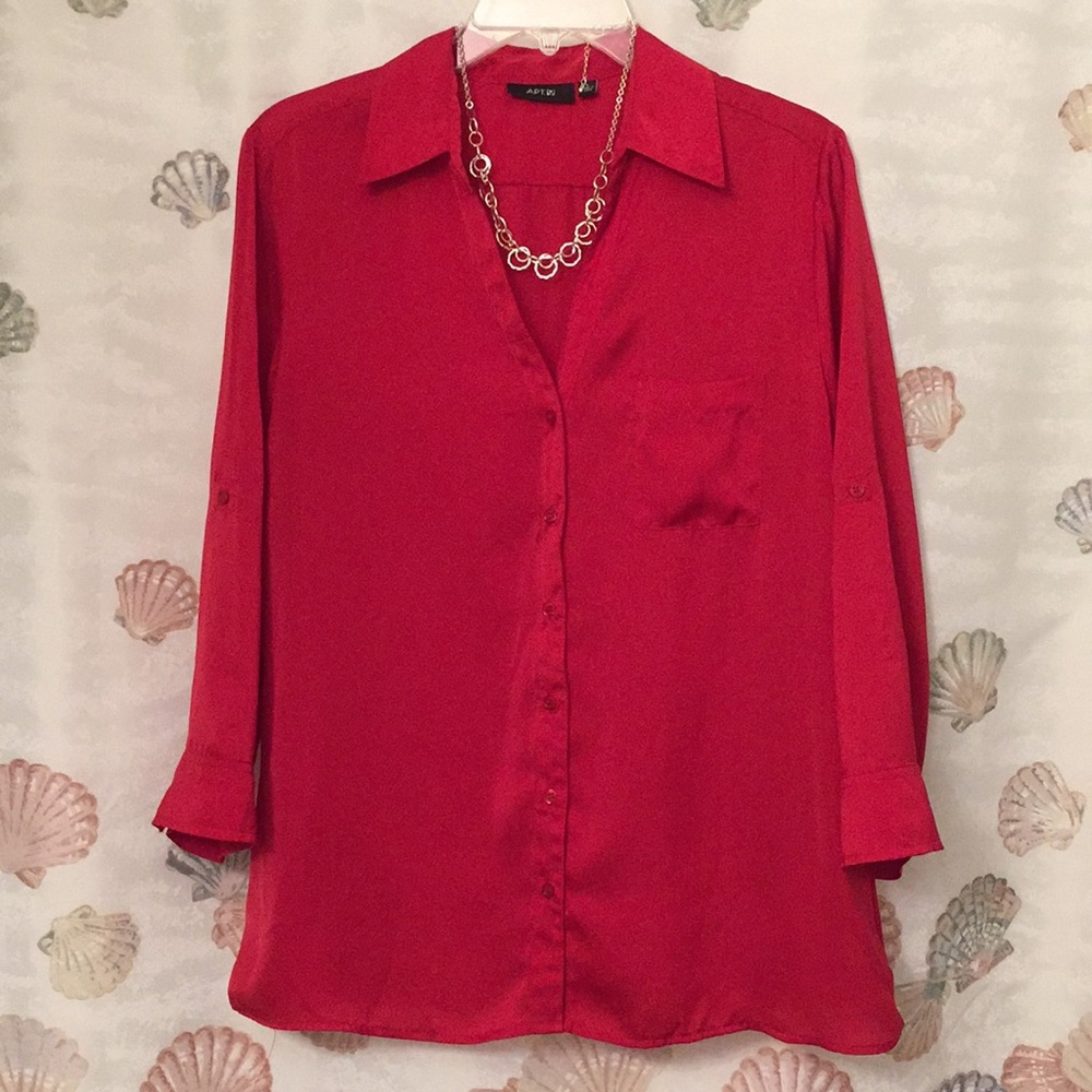 Red Button Down Top by Apt 9 Large